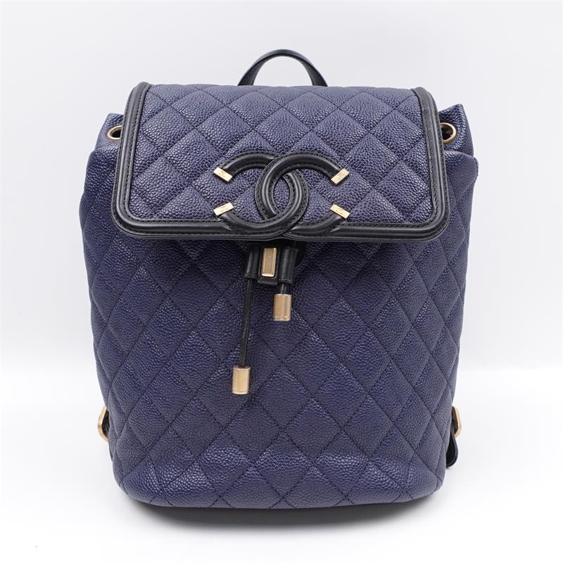 Pre-owned Chanel Blue Calfskin Backpack -HZ