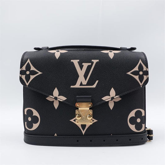 Pre-owned Louis Vuitton Metis Black Calfskin With Milktea Color Monogram Cross Body Bag