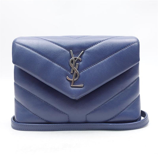 Pre-owned Saint Laurent Loulou Blue Calfskin Shoulder Bag-TS