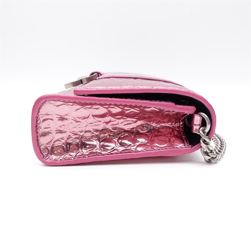 Pre-owned Balenciaga Hourglass Pink Vernis Shoulder Bag