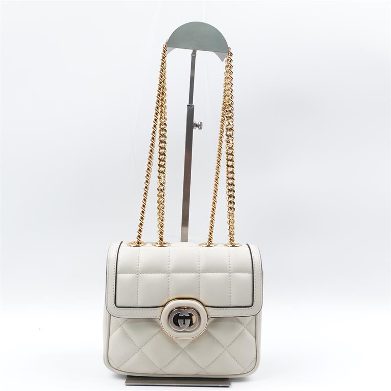 Pre-owned Gucci DECO MINI Cream Calfskin Shoulder Bag - HZ