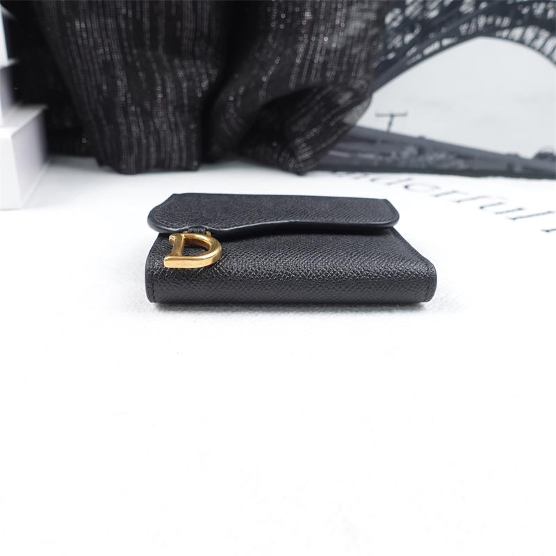 Pre-owned Dior Black Calfskin Short Wallet