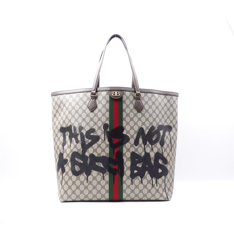 Pre-owned Gucci & Balenciaga Ophidia Coated Canvas Tote-HZ