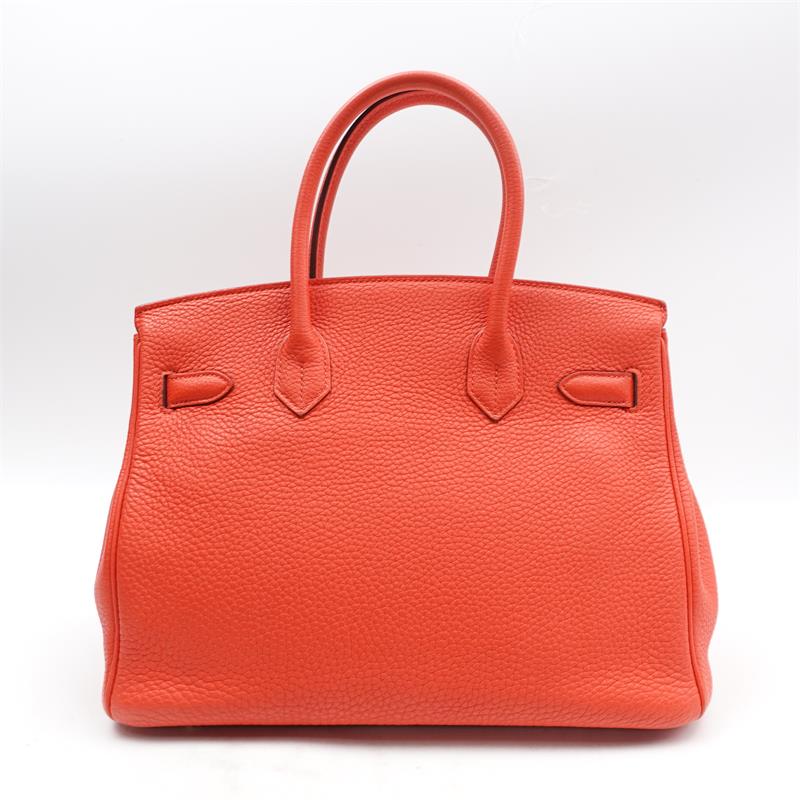 Pre-owned Hermes Birkin 30 Orange Calfskin Shoulder Bag-TS