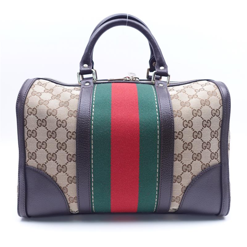 Pre-owned Gucci Boston Bee Canvas Shoulder Bag