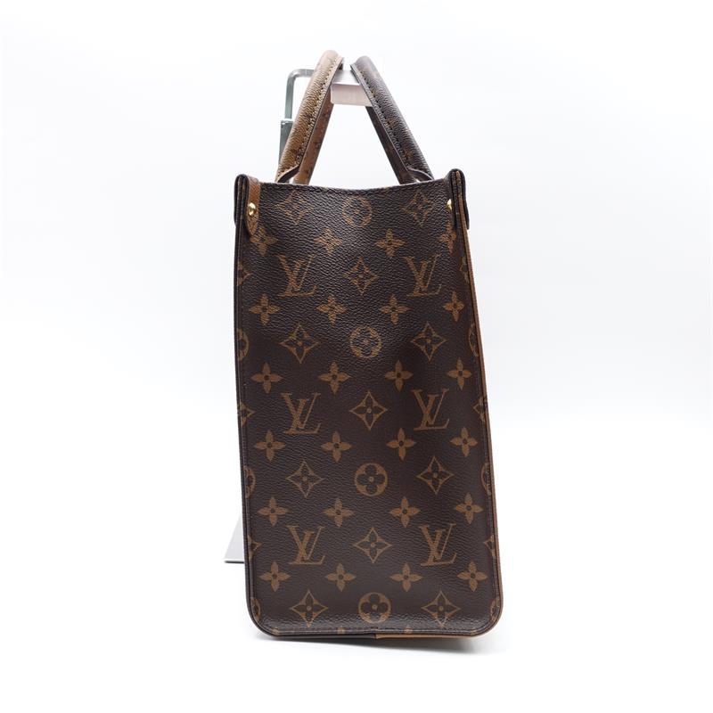 Pre-owned Louis Vuitton On The Go Brown Coated Canvas Tote-TS