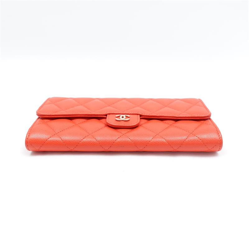 Pre-owned Chanel Orange Calfskin Wallet