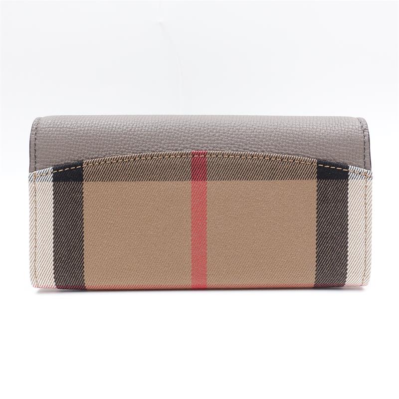 Pre-owned Burberry Grey & Plaid Canvas Wallet