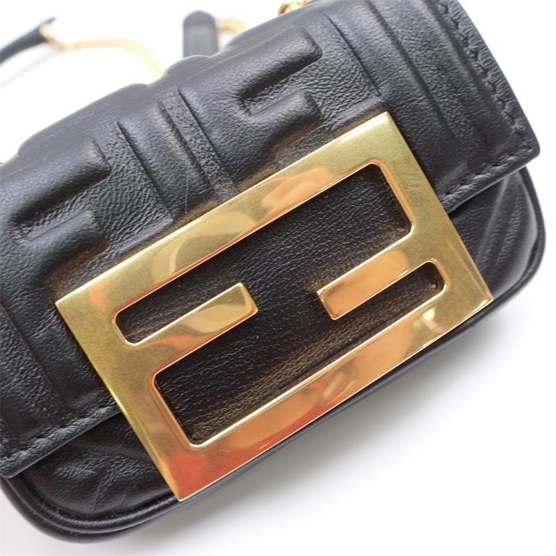 Pre-owned Fendi Baguette Mini Black Calfskin Shoulder Bag