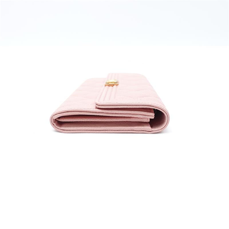 Pre-owned Chanel Leboy Pink Caviar Wallet