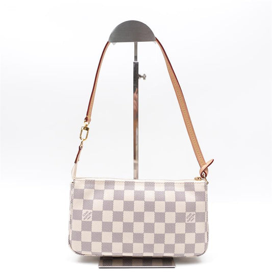 【Deal】Pre-owned Louis Vuitton Pochette Accessorise White Coated Canvas Shoulder Bag-HZ
