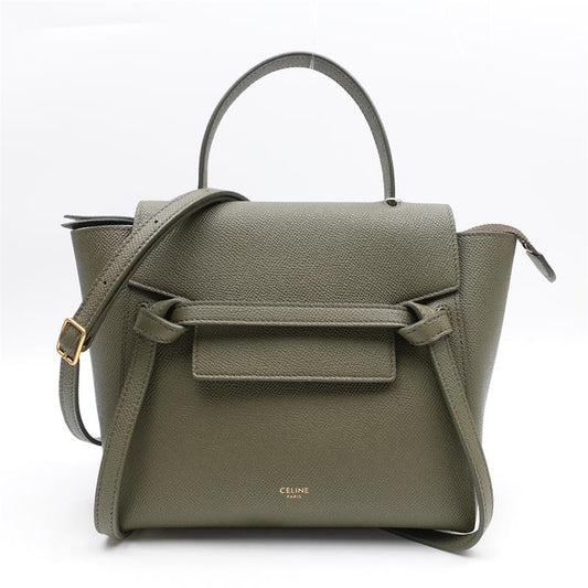 Pre-owned Celine Belt Green Calfskin Shoulder Bag-HZ