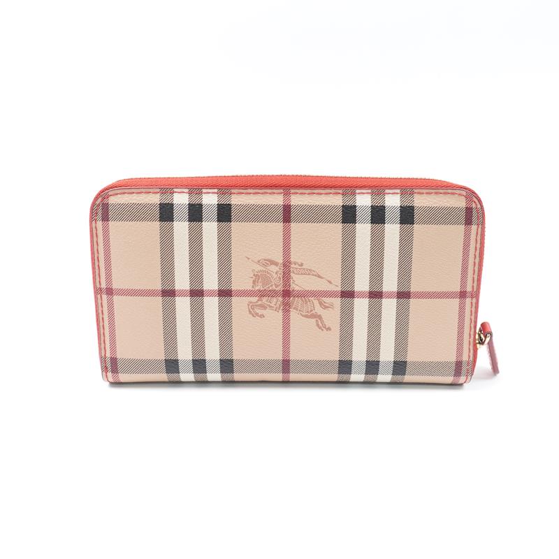 【DEAL】Burberry Nova Coated Canvas & Red Calfskin Zippy Wallet