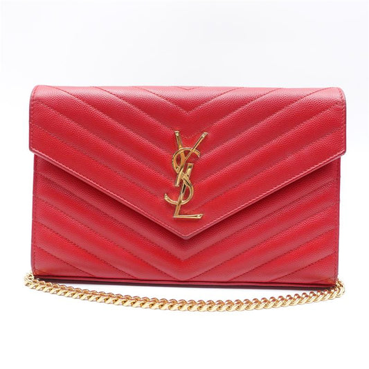 【DEAL】Pre-owned Saint Laurent Envelope Red With Gold Hardware Shoulder Bag - TS