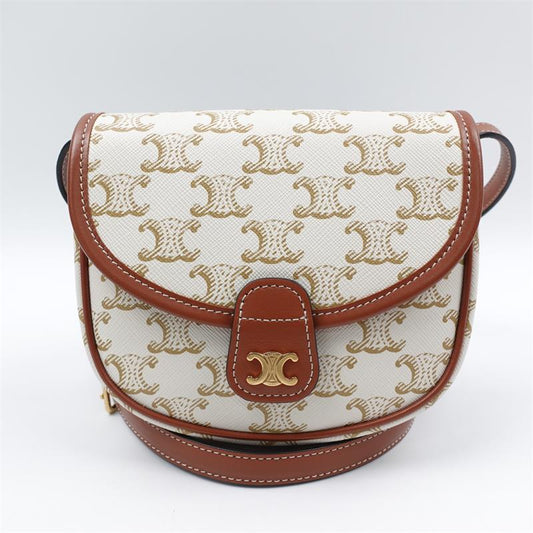 【Deal】Pre-owned Celine Basace Beige Coated Canvas Shoulder Bag-HZ