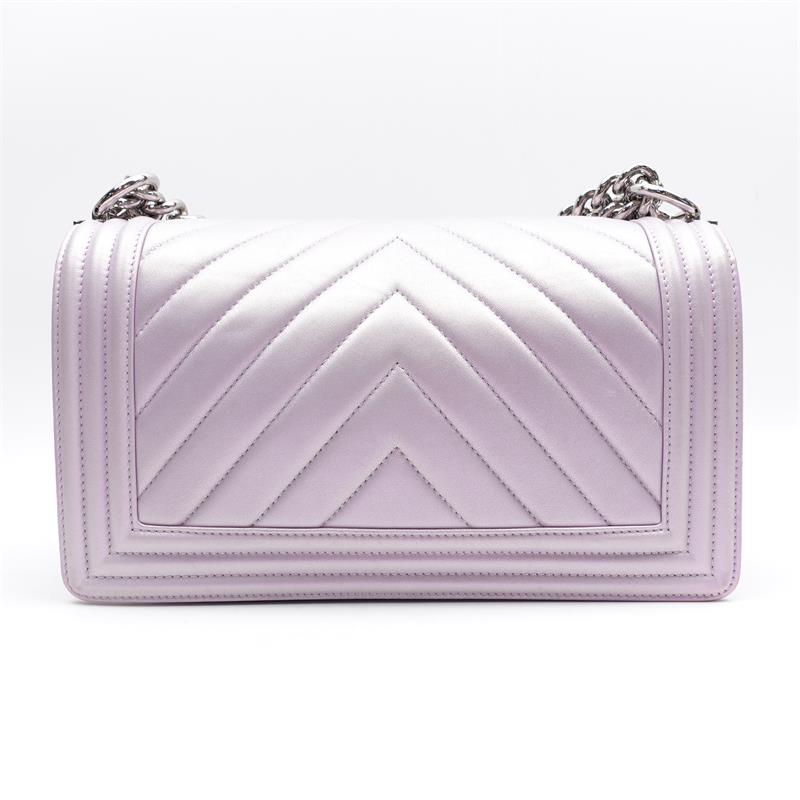 Pre-owned Chanel Leboy Pearl Purple&Silver Shoulder Bag-HZ