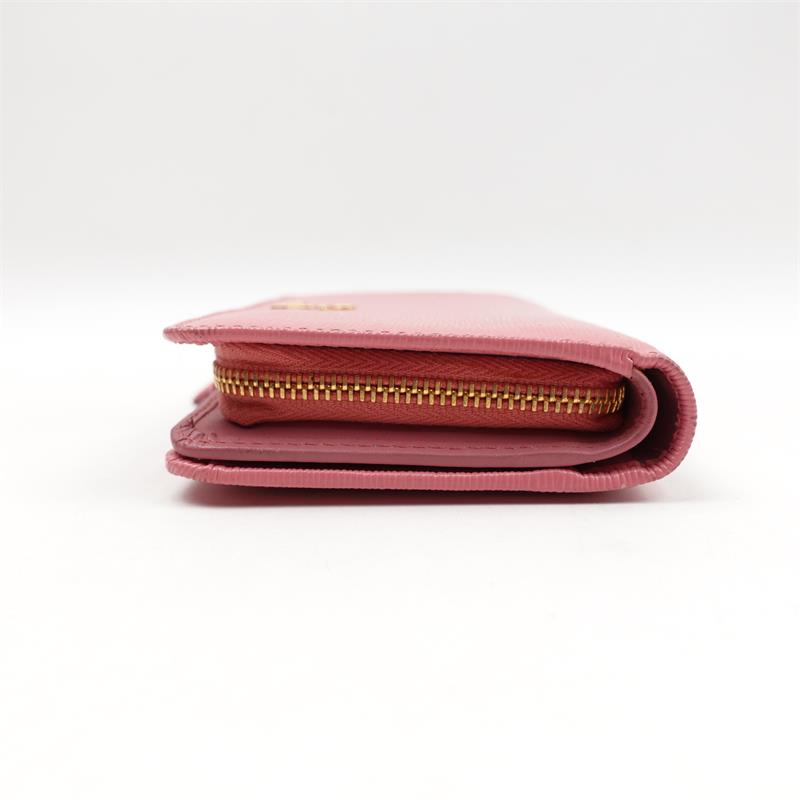 Pre-owned Prada Pink & Gold Calfskin Wallet-TS