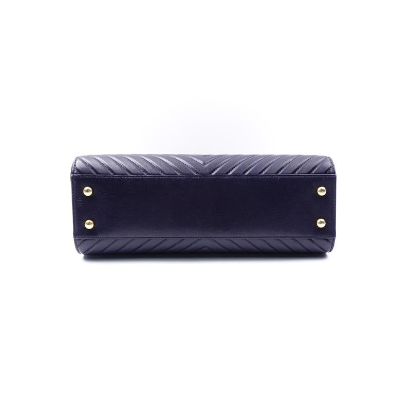 Pre-owned Chanel Navy Blue V Calfskin Shoulder Bag