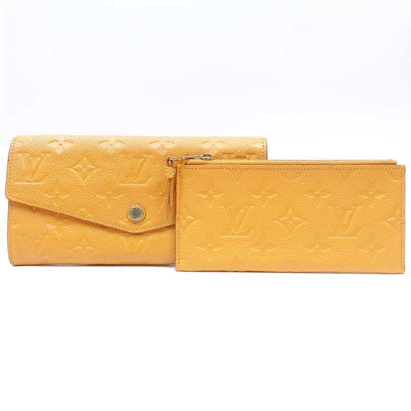 【DEAL】Pre-owned Louis Vuitton Calfskin  Sarah Yellow Monogram Empreinte Leather Long Wallet