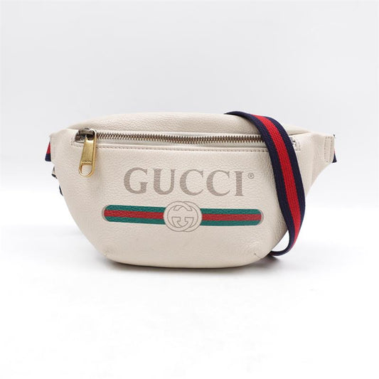 Pre-owned Gucci Print White Calfskin Belt Bag - TS