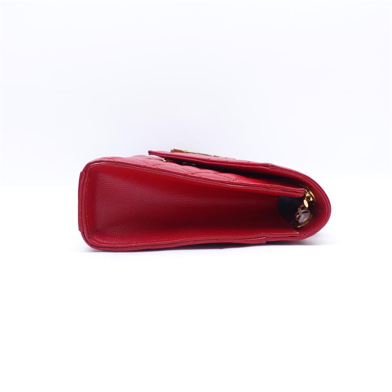 Pre-owned Saint Laurent Red Envelope Calfskin Shoulder Bag