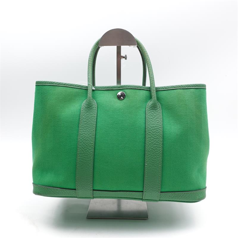 Pre-owned Hermes Garden Party 30 Green Canvas Tote