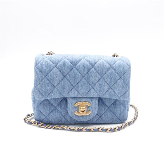 Pre-owned Chanel Blue Denim Shoulder Bag-HZ