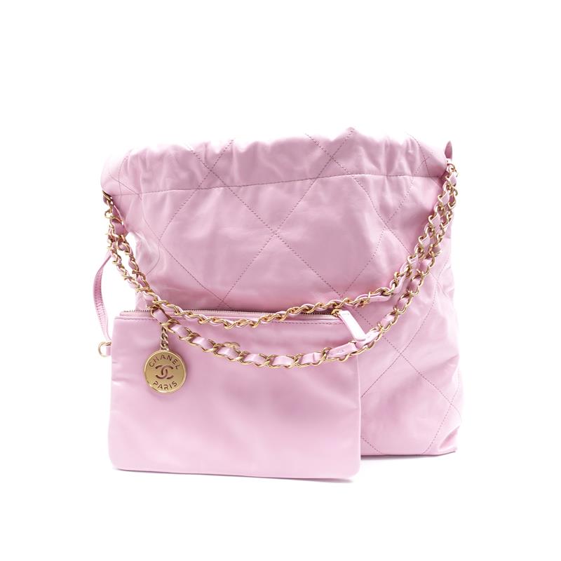 Pre-owned Chanel 22Bag Pink Lambskin Shoulder Bag