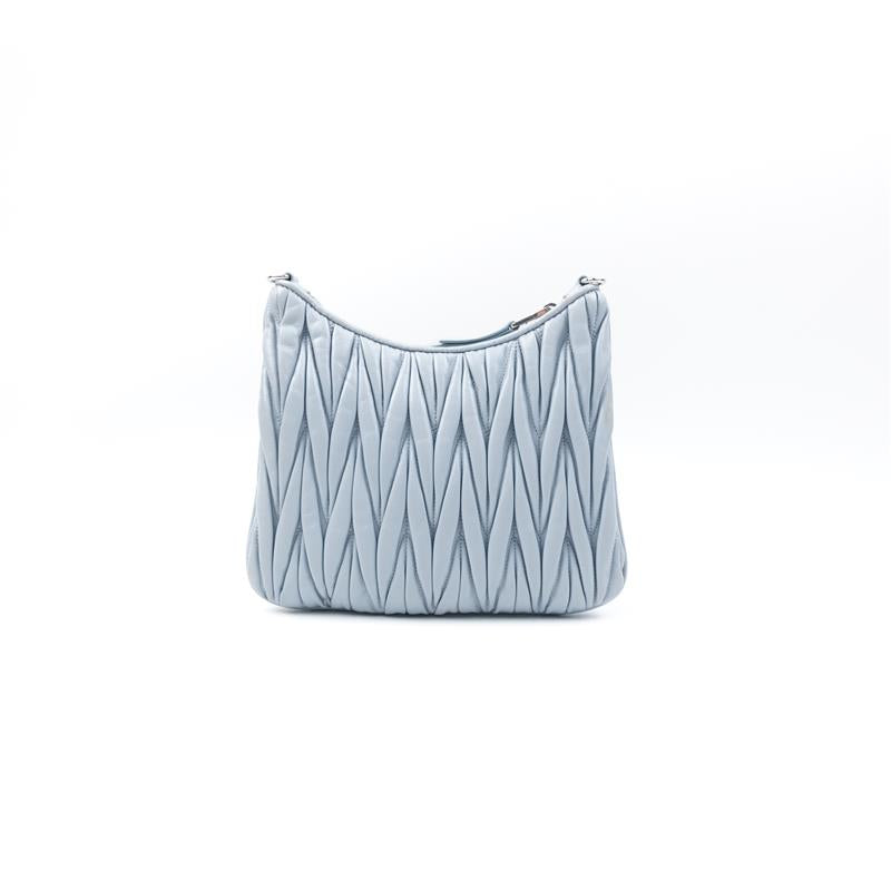 Pre-owned Miumiu Cloud Blue Calfskin Crystal Shoulder Bag - HZ