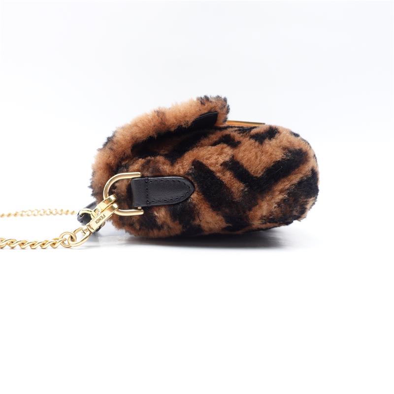 Fendi Baguette Monogram Fur Mini Shoulder Bag