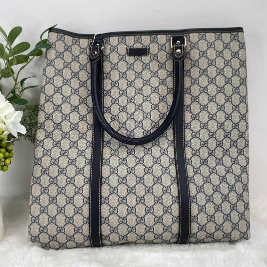 Pre-owned Gucci GG Supreme Blue Coated Canvas Handbag-HZ