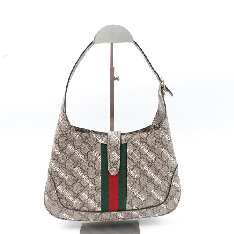 Pre-owned Gucci X BALENCIAGA GG Supreme Monogram Jackie 1961 Hobo Beige Shoulder Bag