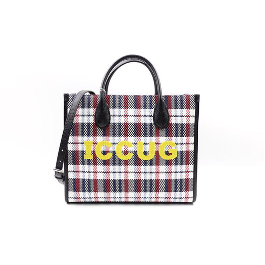 Pre-owned Gucci Iccug Checked Embroidered Multicolor  Canvas Tote Bag