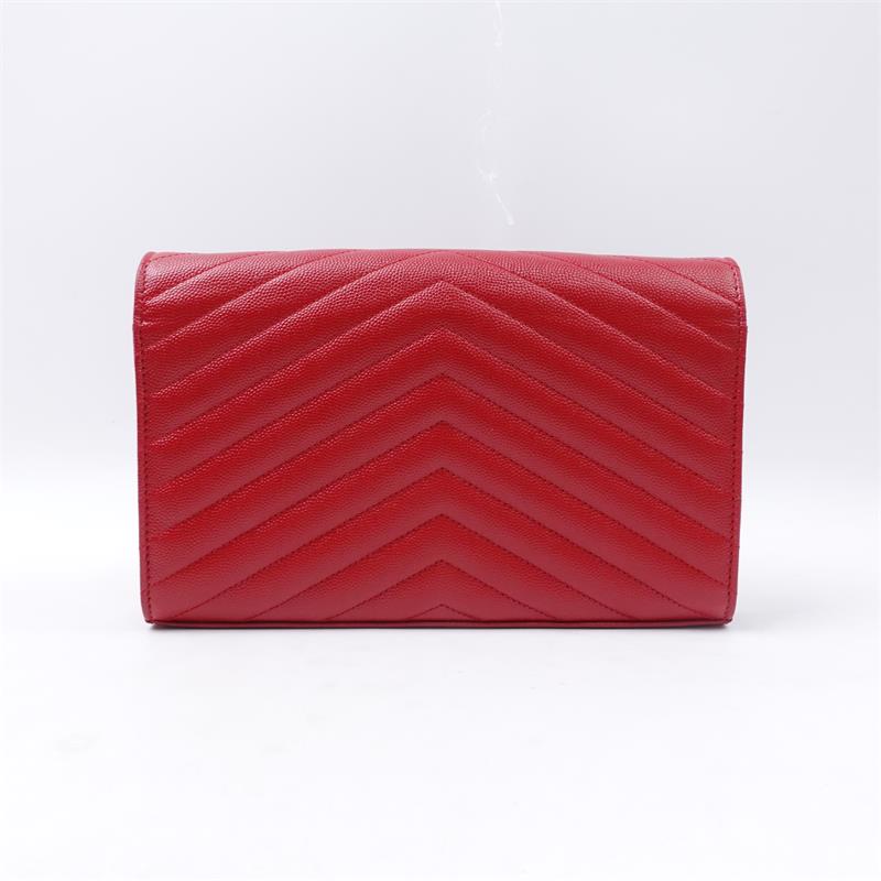 Pre-owned Saint Laurent Envelop Woc Red Calfskin Shoulder Bag