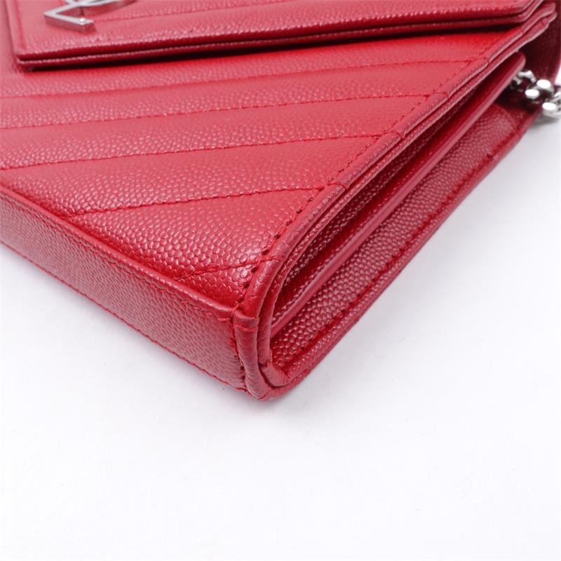 Pre-owned Saint Laurent Envelop Woc Red Calfskin Shoulder Bag