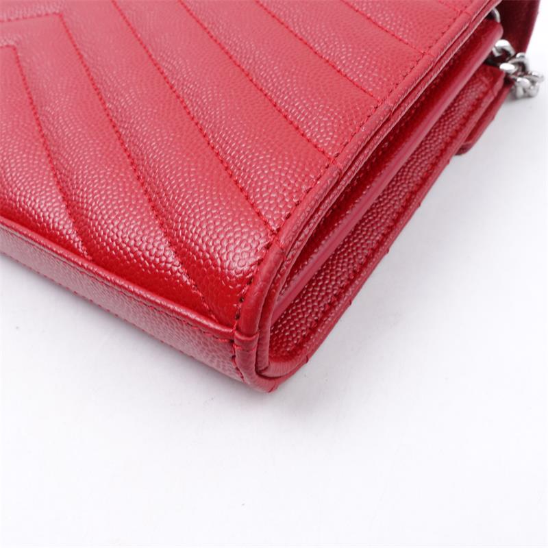 Pre-owned Saint Laurent Envelop Woc Red Calfskin Shoulder Bag