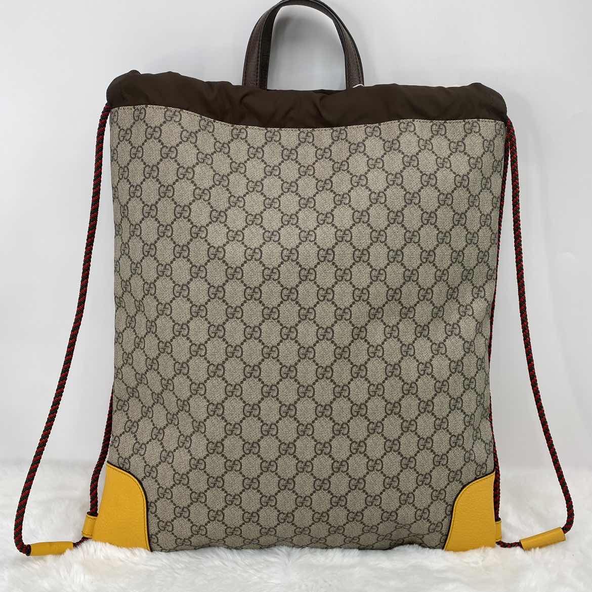 Pre-owned Gucci GG Supreme Tiger Brown Coated Canvas Backpack-HZ