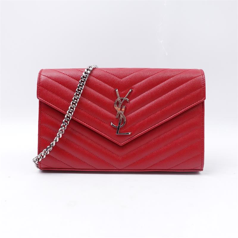 Pre-owned Saint Laurent Envelop Woc Red Calfskin Shoulder Bag