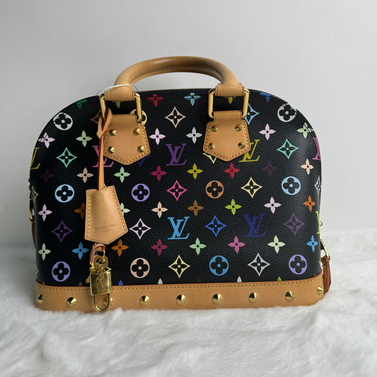 Pre-owned Louis Vuitton Alma Black Multicolor Coated Canvas Handbag-HZ