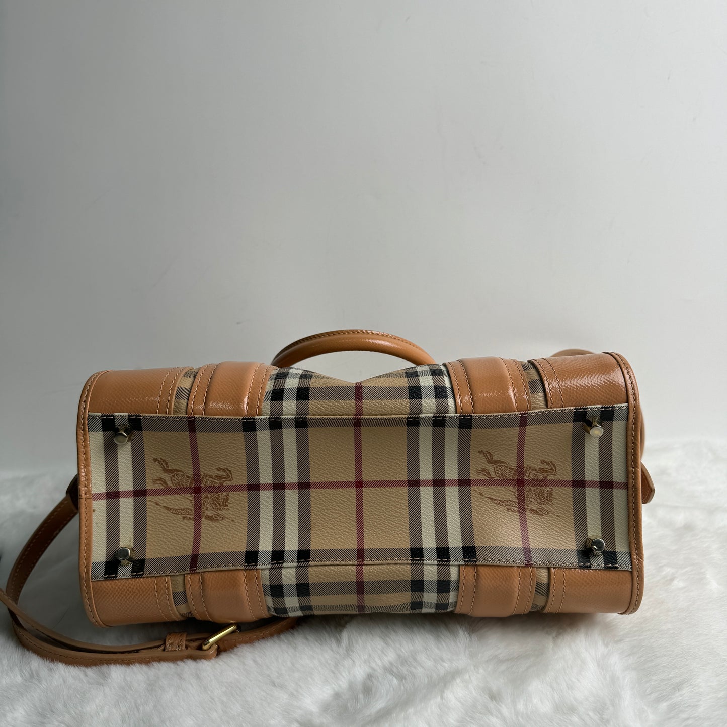 【DEAL】Pre-owned Burberry Pink & Beige Coated Canvas Shoulder Bag-HZ