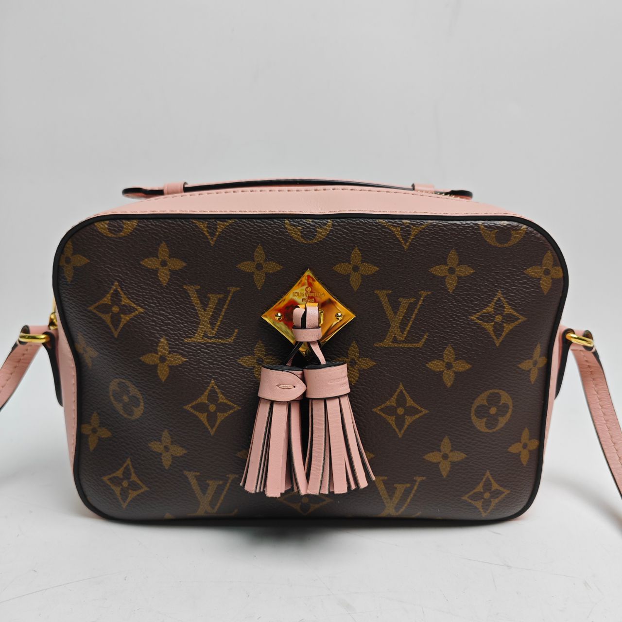Pre-owned Louis Vuitton Saintone Monogram Brown & Baby Pink Coated Canvas Shoulder Bag - HZEN