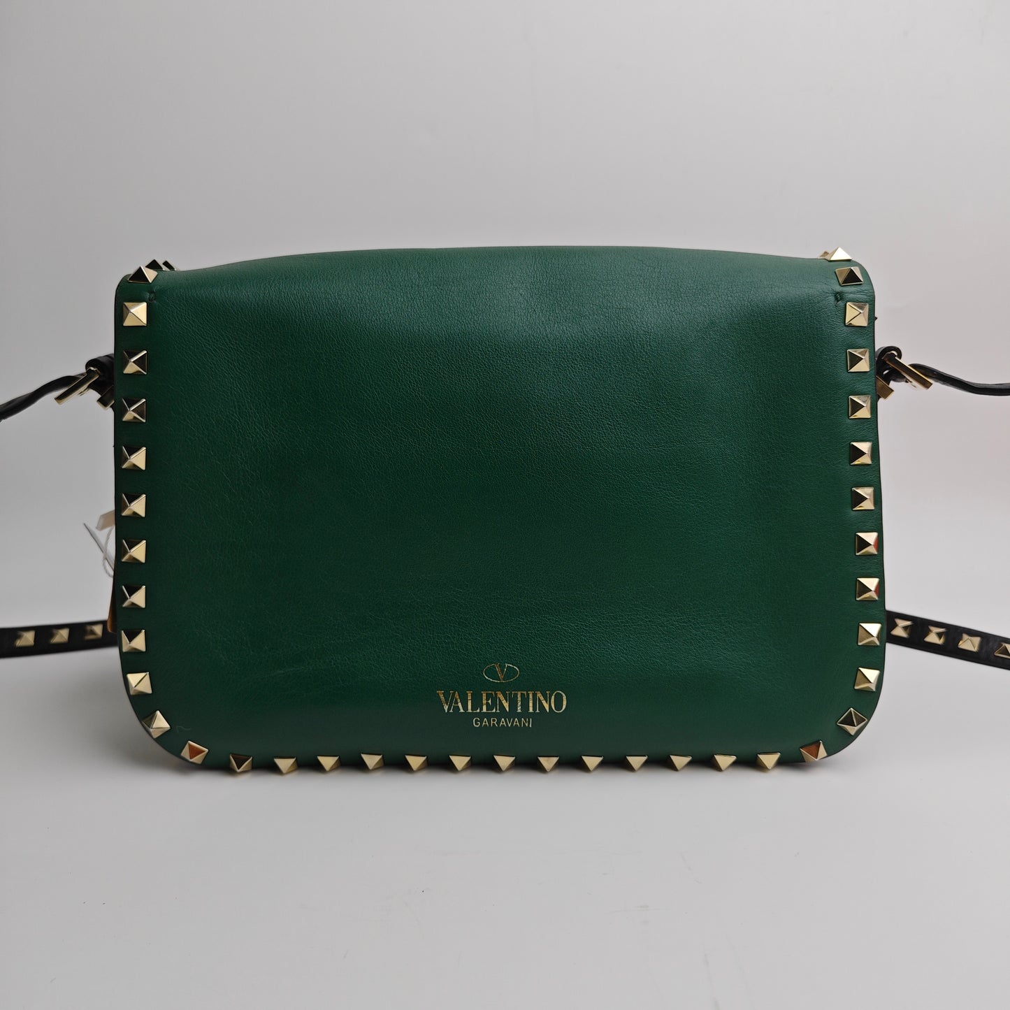Pre-owned Valentino Calfskin Shoulder Bags Rockstud Green Shoulder Bag-HZTT