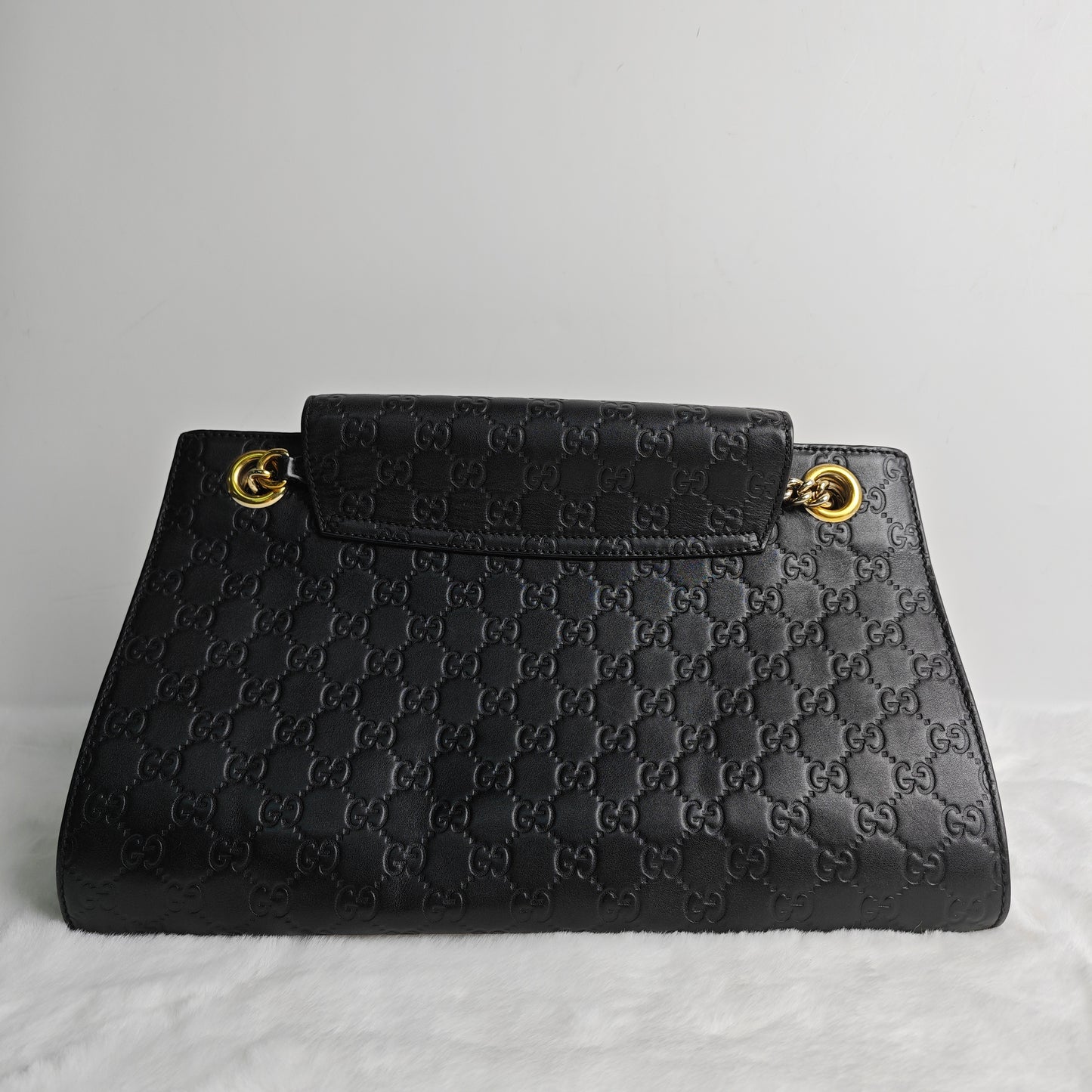 Pre-owned Gucci Emily Black GG Calfskin Shoulder Bag - HZ