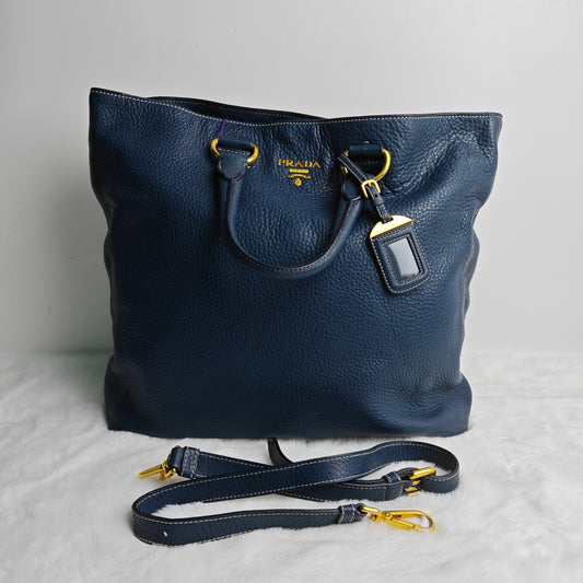 Pre-owned Prada Blue Calfskin Shoulder Bag-HZ