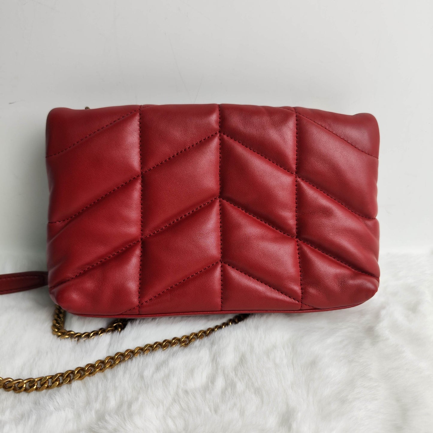 Pre-owned  Saint Laurent Red Puffer Lambskin Shoulder Bag-HZ