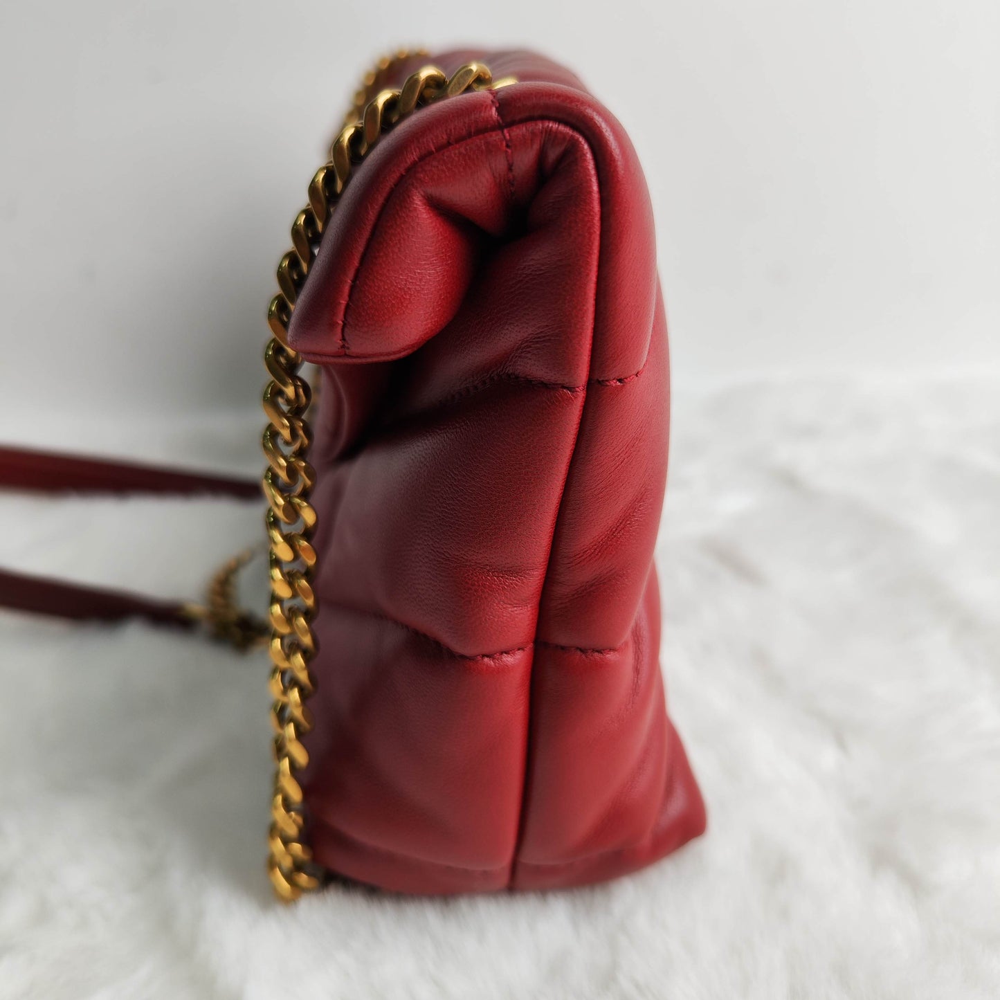 Pre-owned  Saint Laurent Red Puffer Lambskin Shoulder Bag-HZ