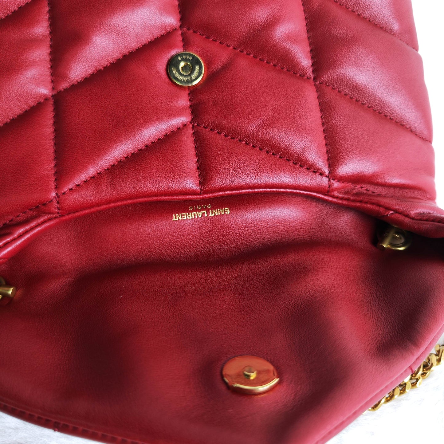 Pre-owned  Saint Laurent Red Puffer Lambskin Shoulder Bag-HZ