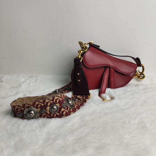 Pre-owned Dior Red Calfskin Saddle Bag-HZ