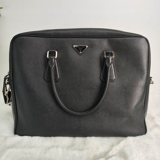 Pre-owned Prada Black Calfskin Shoulder Bag-HZ
