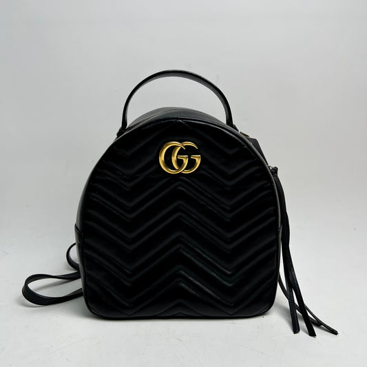 【DEAL】Pre-owned Gucci Marmont Calfskin Black Backpack - HZ